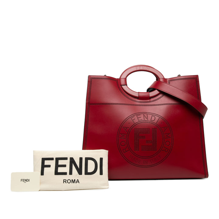 Fendi perforé Runaway Cabas Moyen Rouge – vue 6 – GABY PARIS