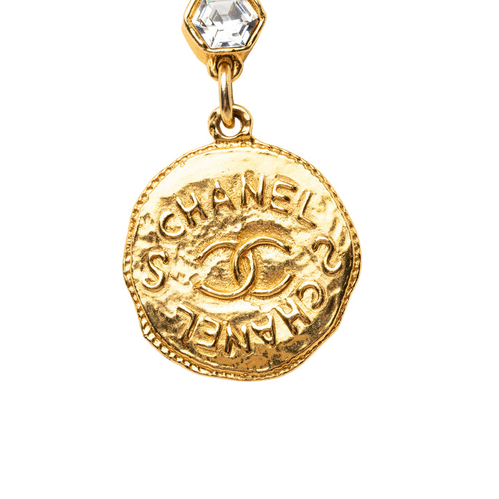Chanel CC plaqué Strass Medallion Pendant Collier Métal