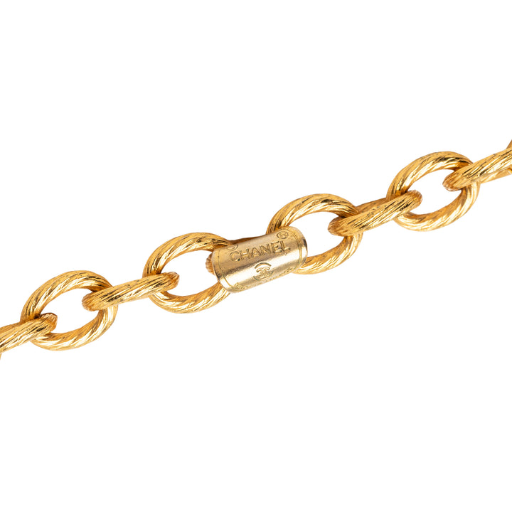 Chanel CC plaqué Strass Medallion Pendant Collier Métal