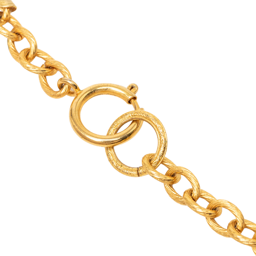 Chanel CC plaqué Strass Medallion Pendant Collier Métal