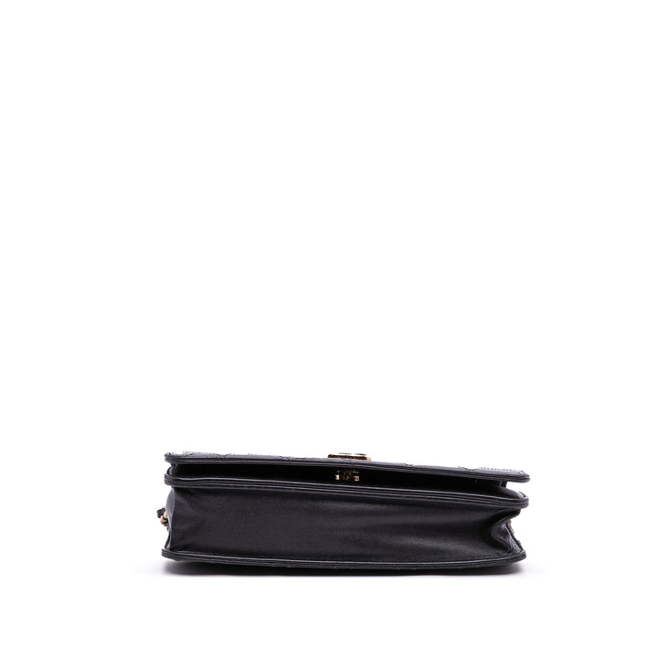 CC Quilted Lambskin Wallet On Chain Black - Gaby Paris