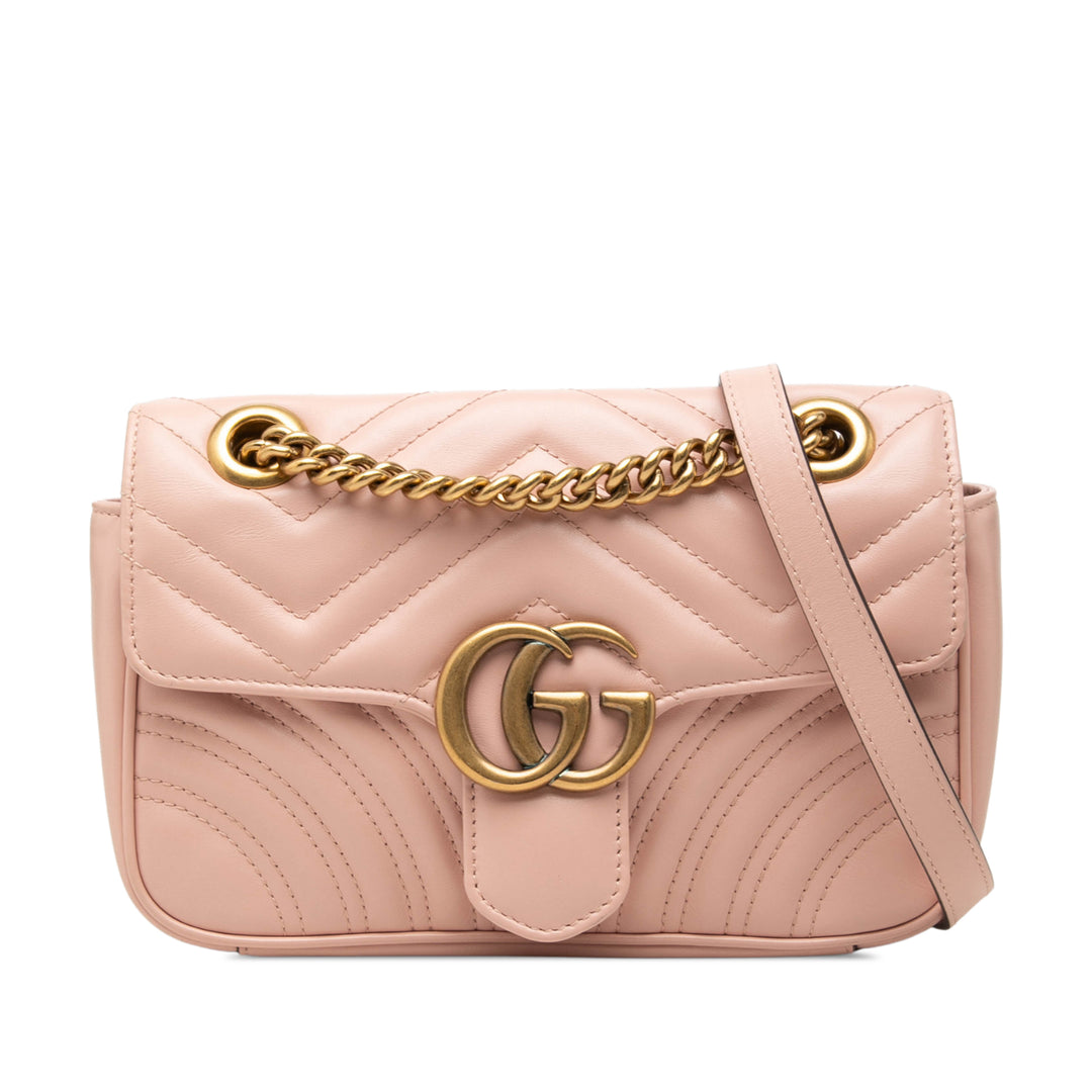 Gucci Sac porté épaule GG Marmont Matelasse Petit Cuir de veau Rose – vue principale – GABY PARIS