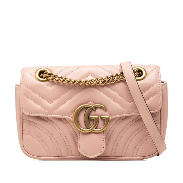 Gucci Sac porté épaule GG Marmont Matelasse Petit Cuir de veau Rose – vue principale – GABY PARIS
