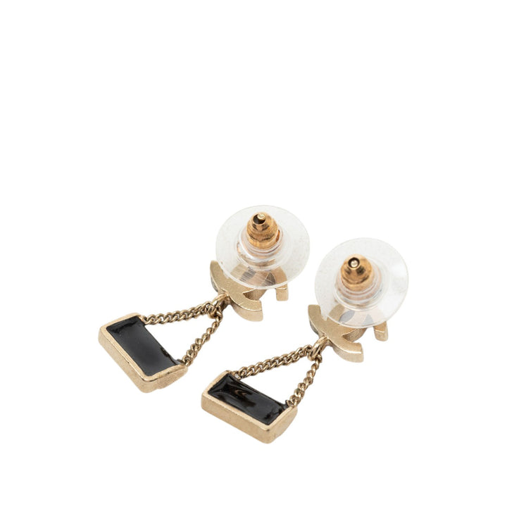Chanel CC plaqué Émail et Perles fantaisie Classic à rabat Sac pendantes Boucles d'oreilles Métal