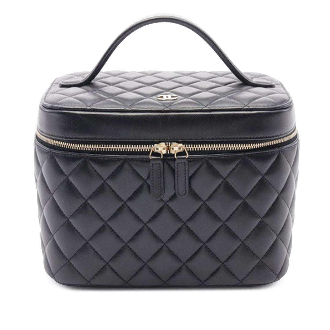 CC Quilted Lambskin Vanity Bag Black - Gaby Paris