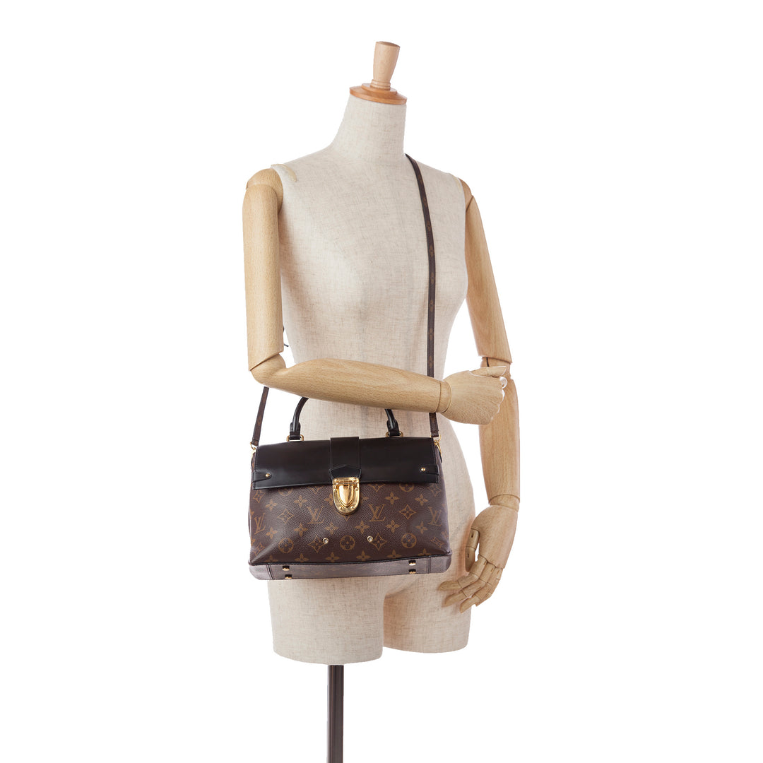 Monogram One Handle Flap Satchel Brown - Gaby Paris