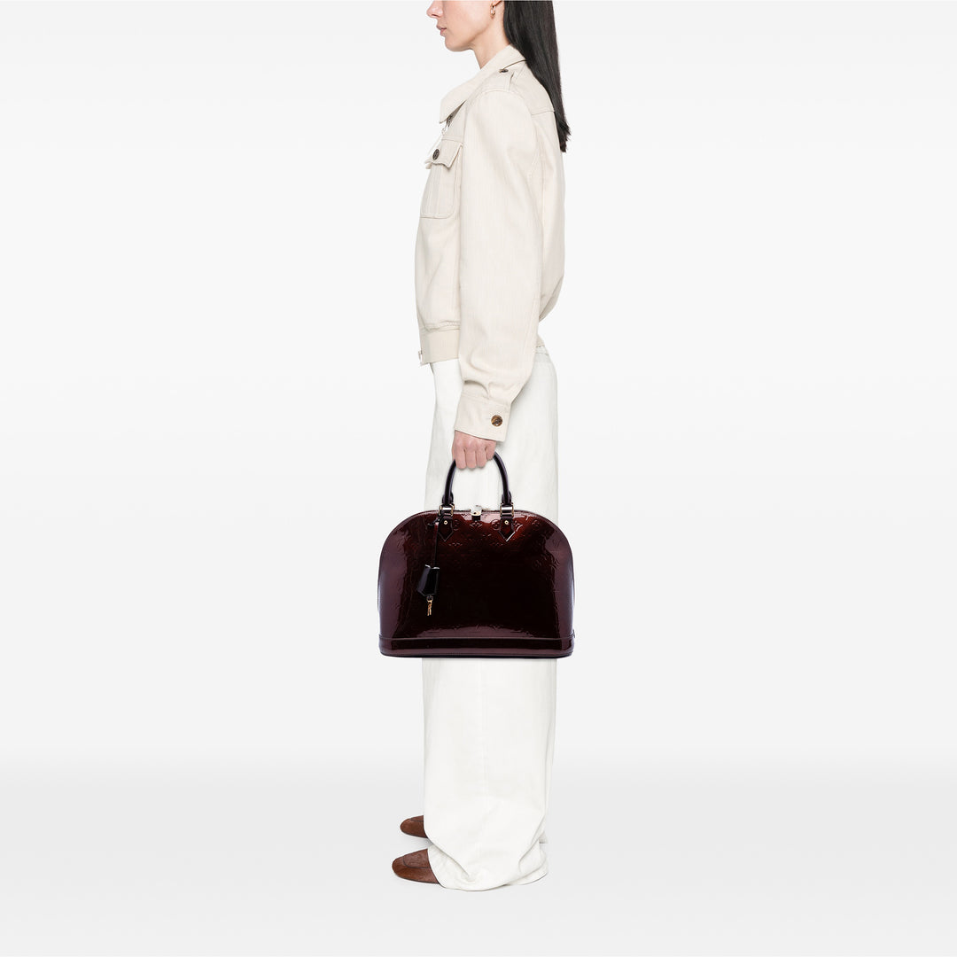 Louis Vuitton Sac à main Alma Monogram GM Cuir verni Violet – vue 6 – GABY PARIS