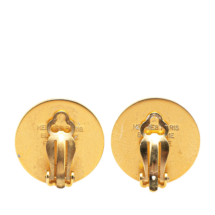 Gold Plated Bijouterie Fantaisie Clou De Selle Clip On Earrings Gold - Gaby Paris