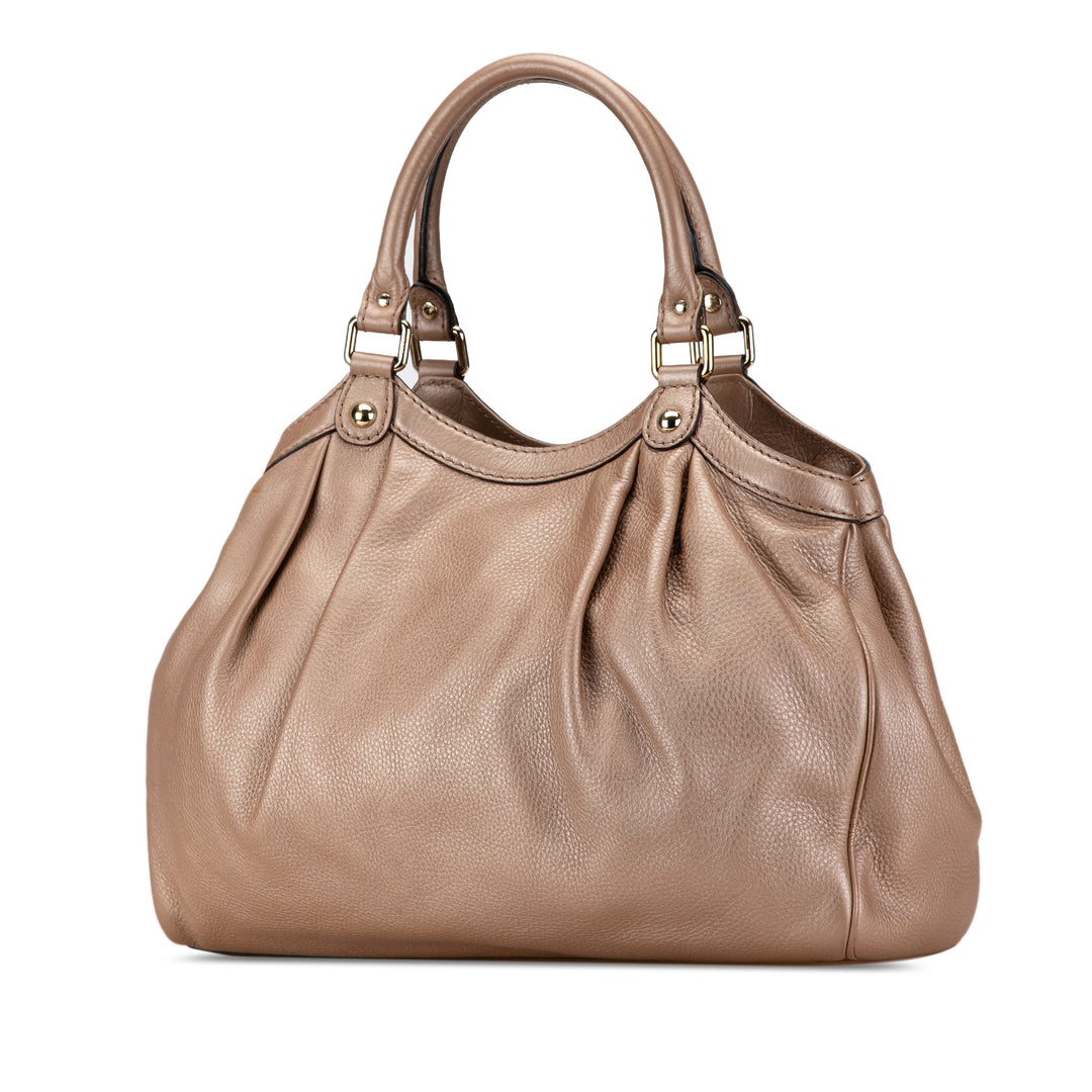 Metallic Calfskin Sukey Tote Brown - Gaby Paris