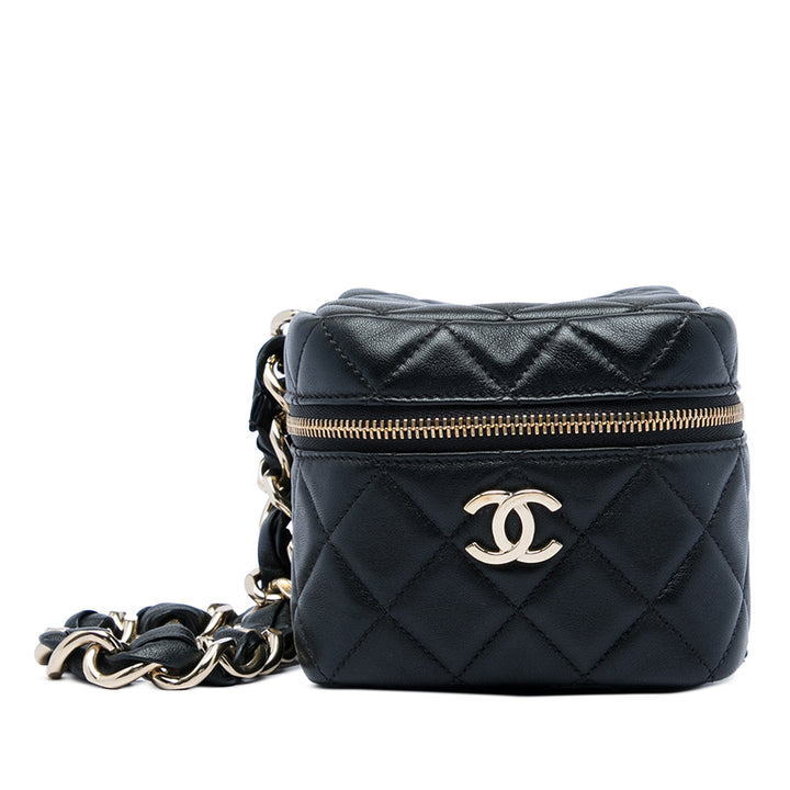 Chanel CC Matelassé Cuir d'agneau Cube Wristlet Vanity