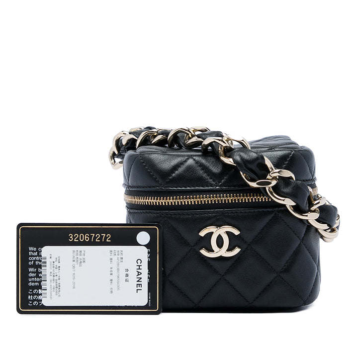 Chanel CC Matelassé Cuir d'agneau Cube Wristlet Vanity
