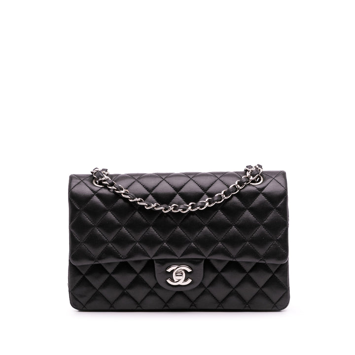 Medium Classic Lambskin Double Flap Black - Gaby Paris