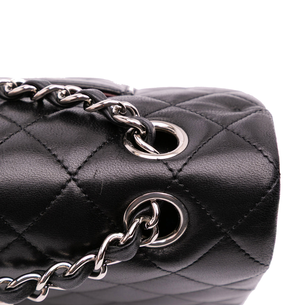 Medium Classic Lambskin Double Flap Black - Gaby Paris