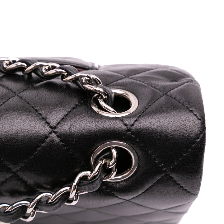 Medium Classic Lambskin Double Flap Black - Gaby Paris