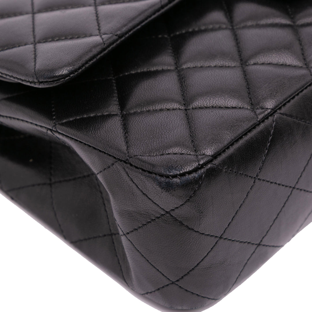 Medium Classic Lambskin Double Flap Black - Gaby Paris