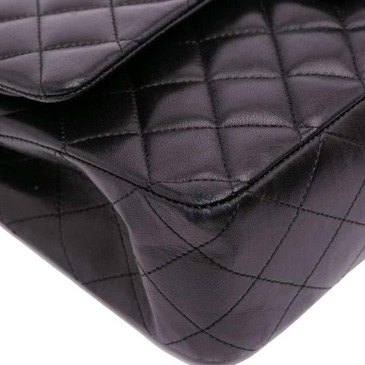 Medium Classic Lambskin Double Flap Black - Gaby Paris