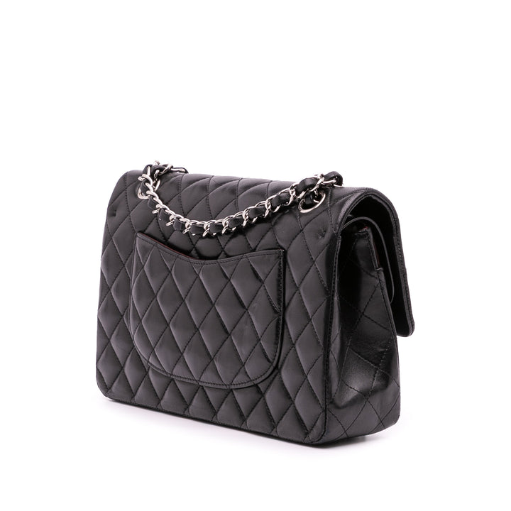 Medium Classic Lambskin Double Flap Black - Gaby Paris
