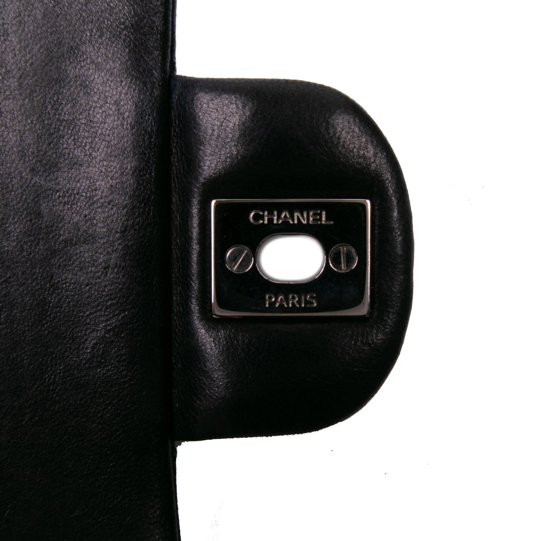Medium Classic Lambskin Double Flap Black - Gaby Paris