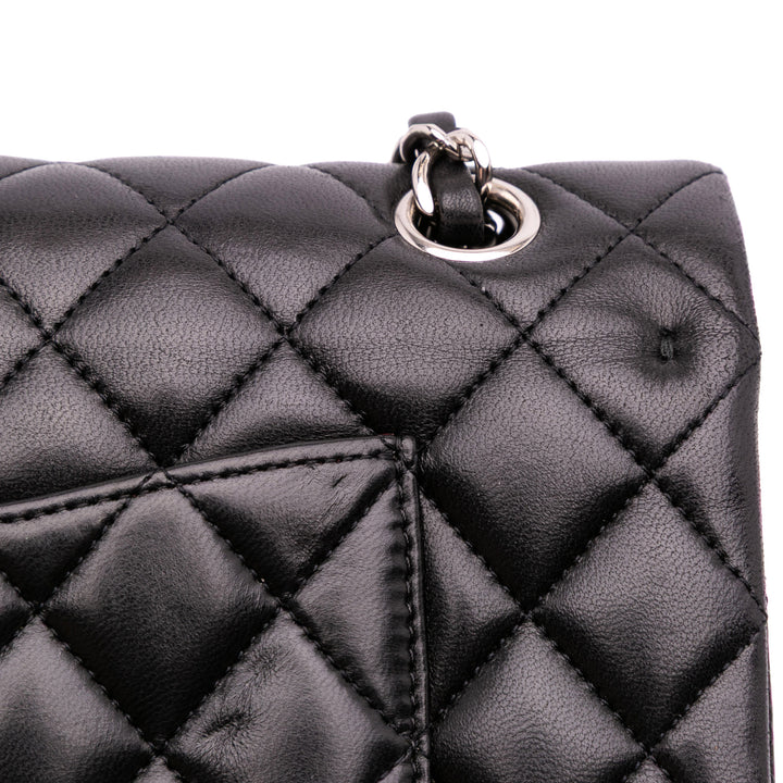 Medium Classic Lambskin Double Flap Black - Gaby Paris