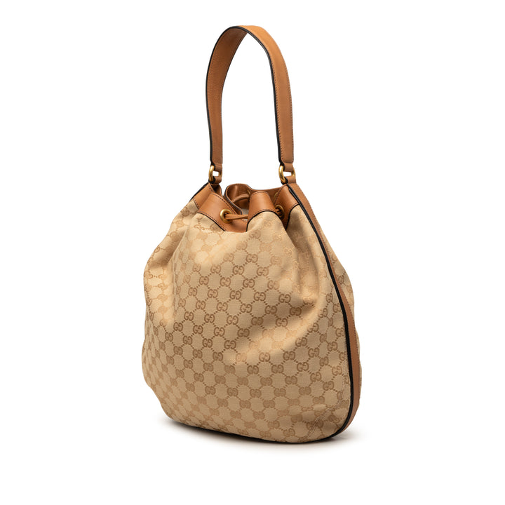 Gucci GG Toile Web Rania Drawstring Hobo