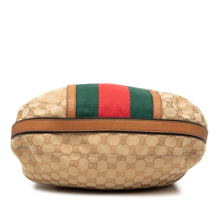 Gucci GG Toile Web Rania Drawstring Hobo