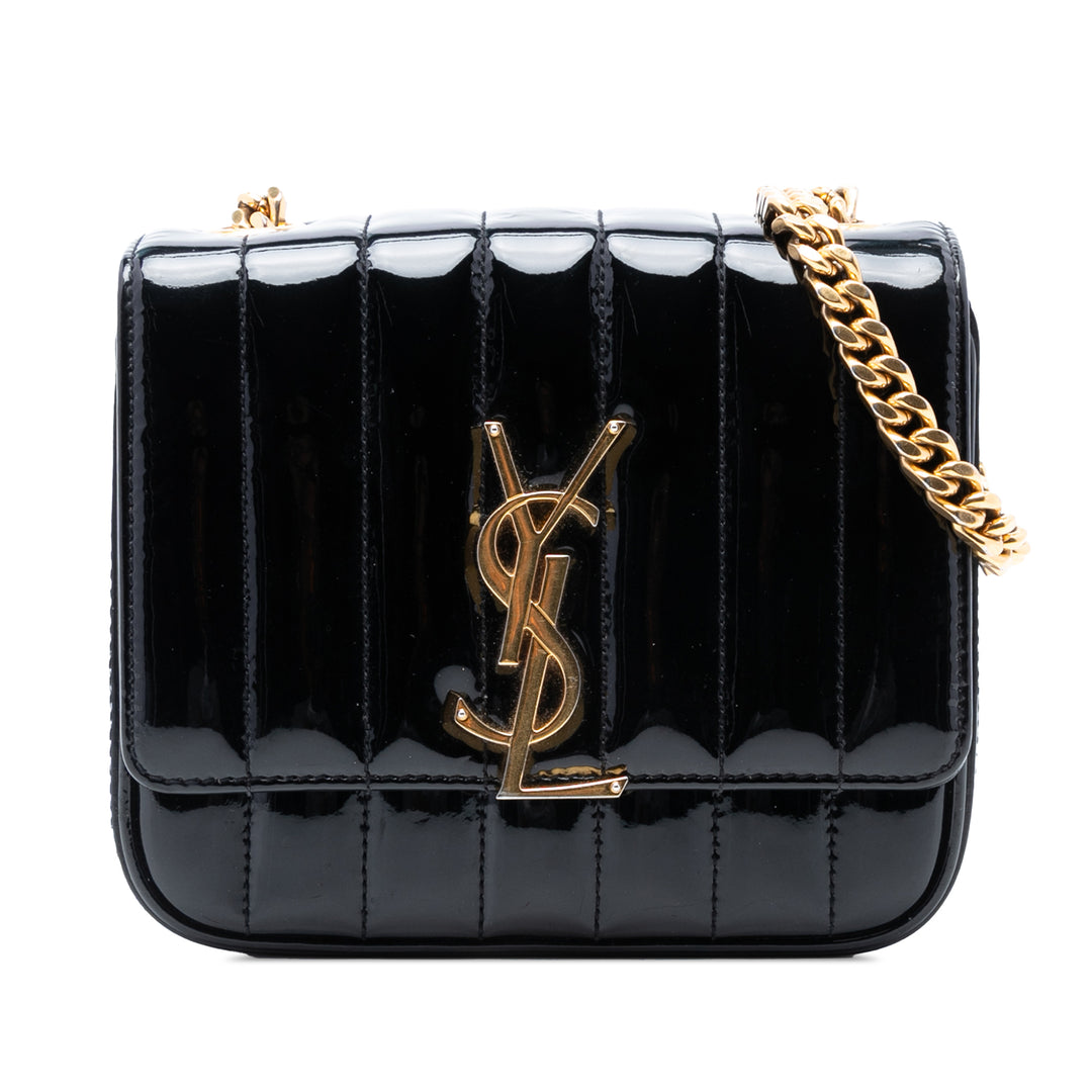 Saint Laurent Small Cuir verni Monogram Vicky Sac à chaîne