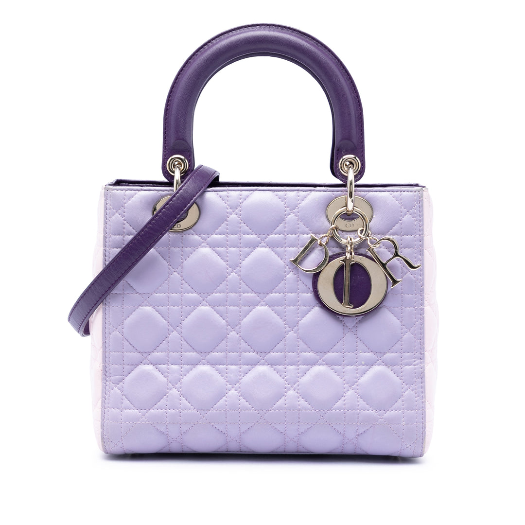 Dior Medium Tricolor Cuir d’agneau Cannage Lady Dior