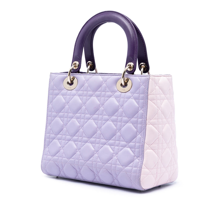Dior Medium Tricolor Cuir d’agneau Cannage Lady Dior