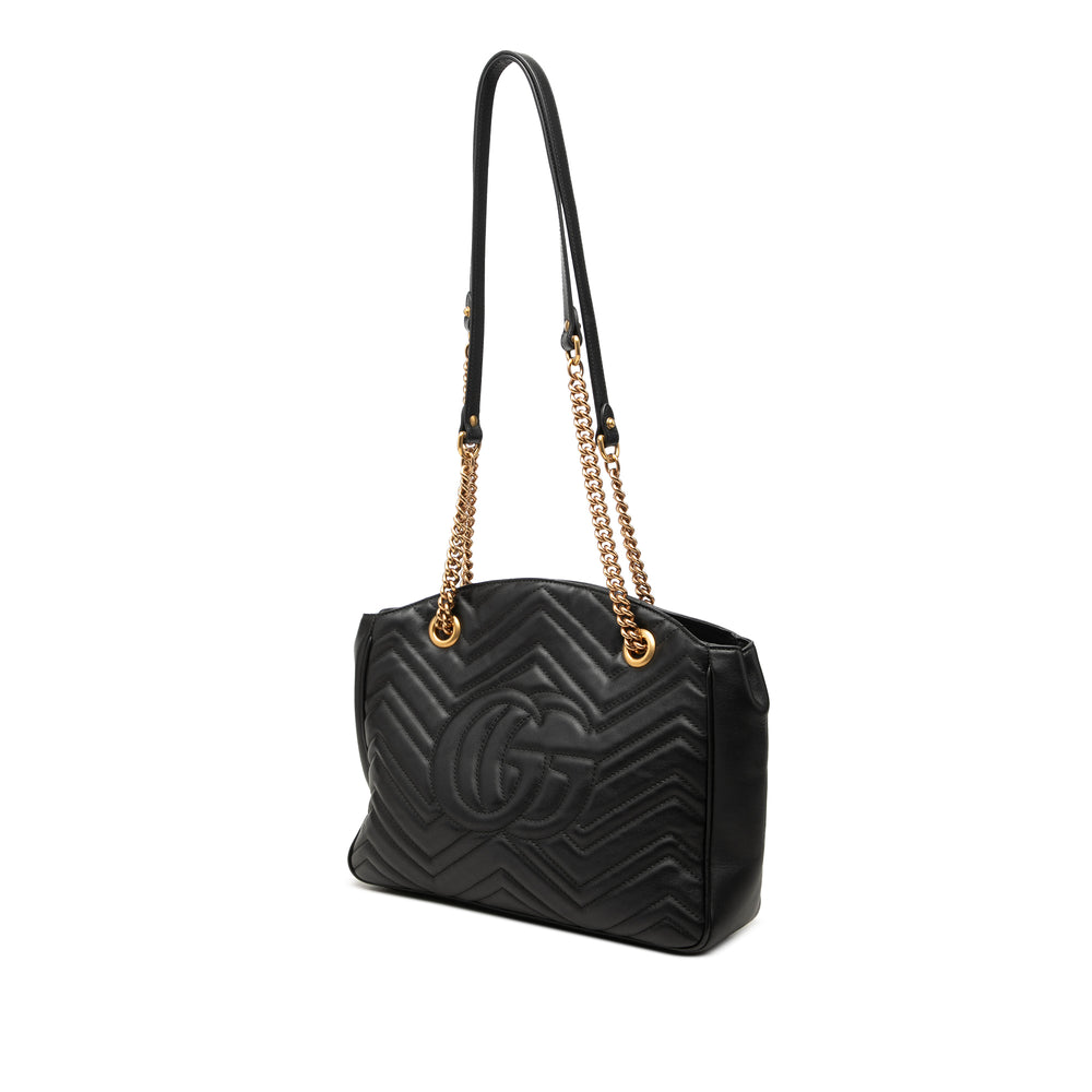 Gucci GG Marmont Matelasse Chaîne Sac Moyen Cuir de veau Noir – vue 2 – GABY PARIS