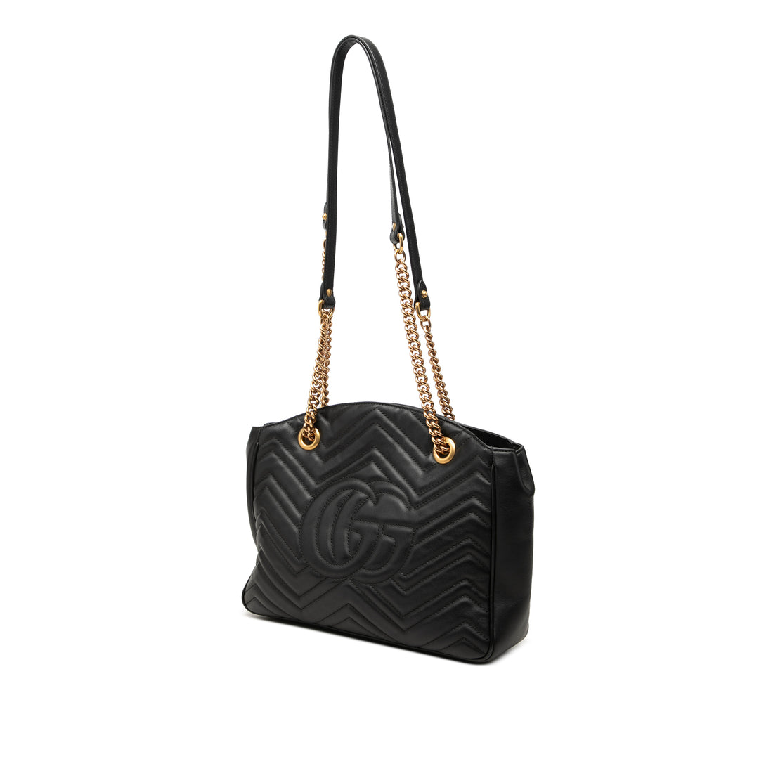 Gucci GG Marmont Matelasse Chaîne Sac Moyen Cuir de veau Noir – vue 2 – GABY PARIS
