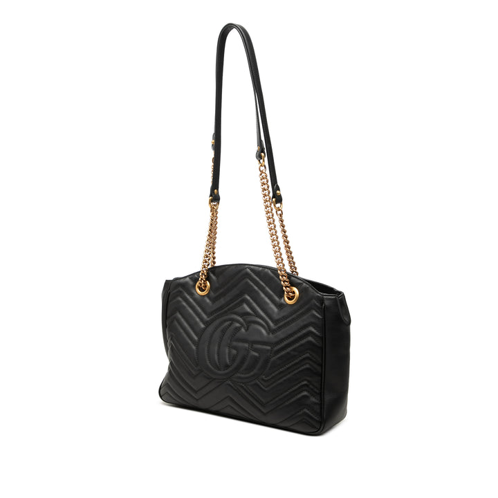 Gucci GG Marmont Matelasse Chaîne Sac Moyen Cuir de veau Noir – vue 2 – GABY PARIS