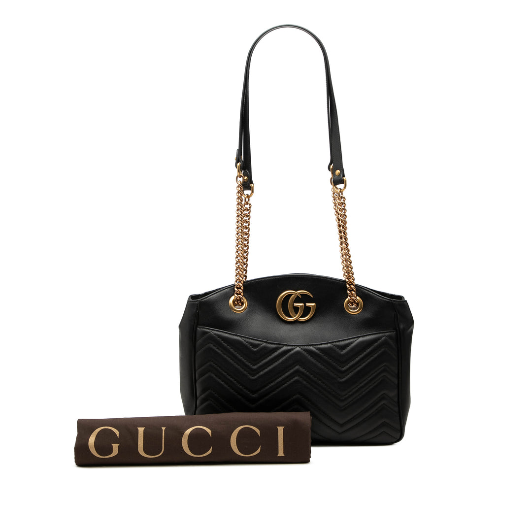 Gucci GG Marmont Matelasse Chaîne Sac Moyen Cuir de veau Noir – vue 7 – GABY PARIS