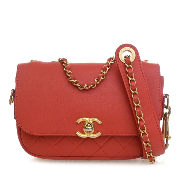 Chanel Matelassé Cuir de veau Multi Pochetteing à rabat et Coin Purse