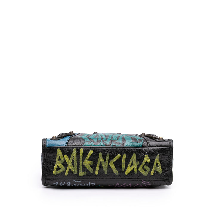 Balenciaga Mini Cuir d'agneau Motocross Graffiti All Over Classic City Sac