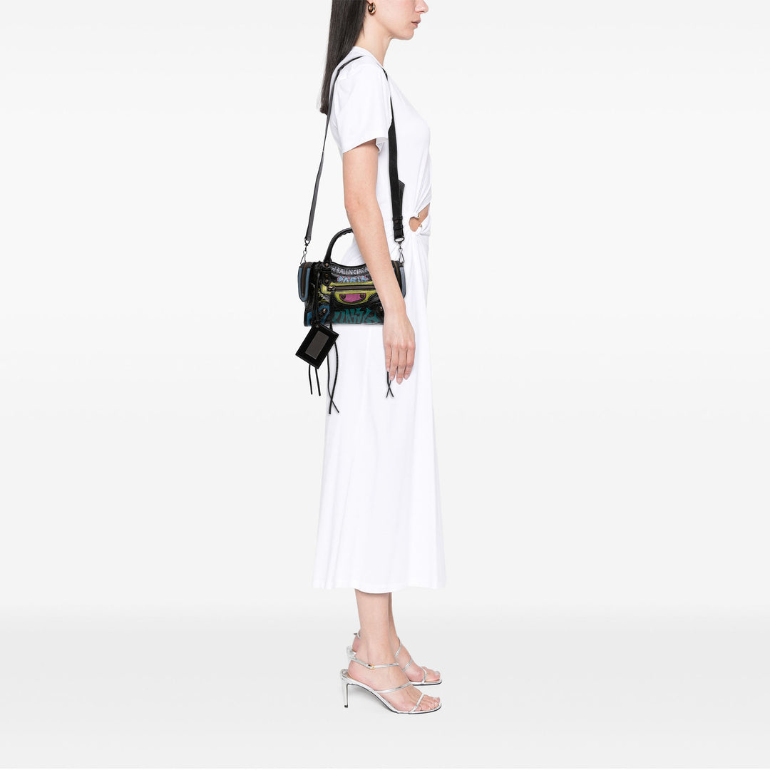 Balenciaga Mini Cuir d'agneau Motocross Graffiti All Over Classic City Sac
