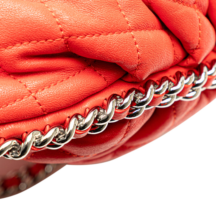 Large Quilted Lambskin Chain Around Flap Red - Gaby Paris