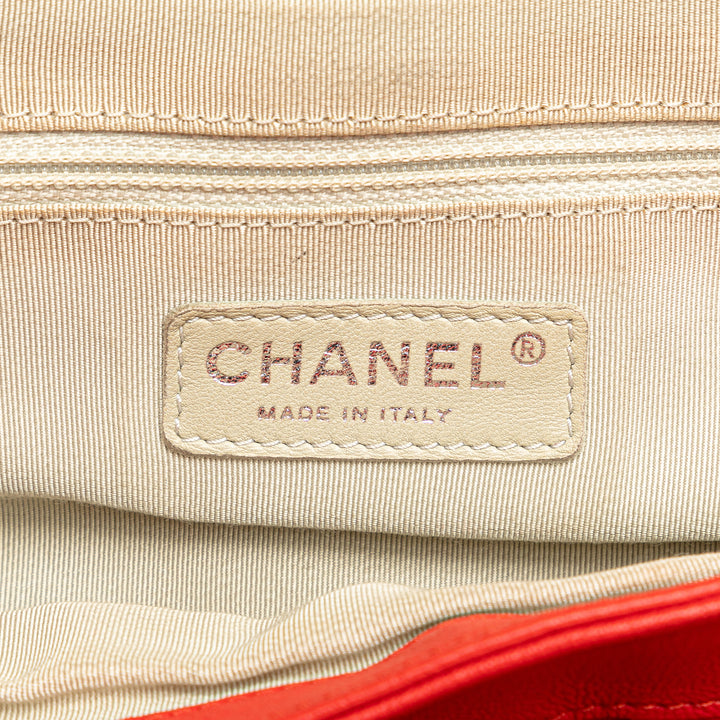 Large Quilted Lambskin Chain Around Flap Red - Gaby Paris