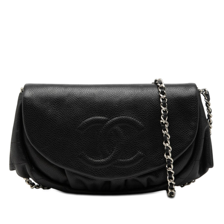 Chanel CC Caviar Half Moon Wallet on Chain
