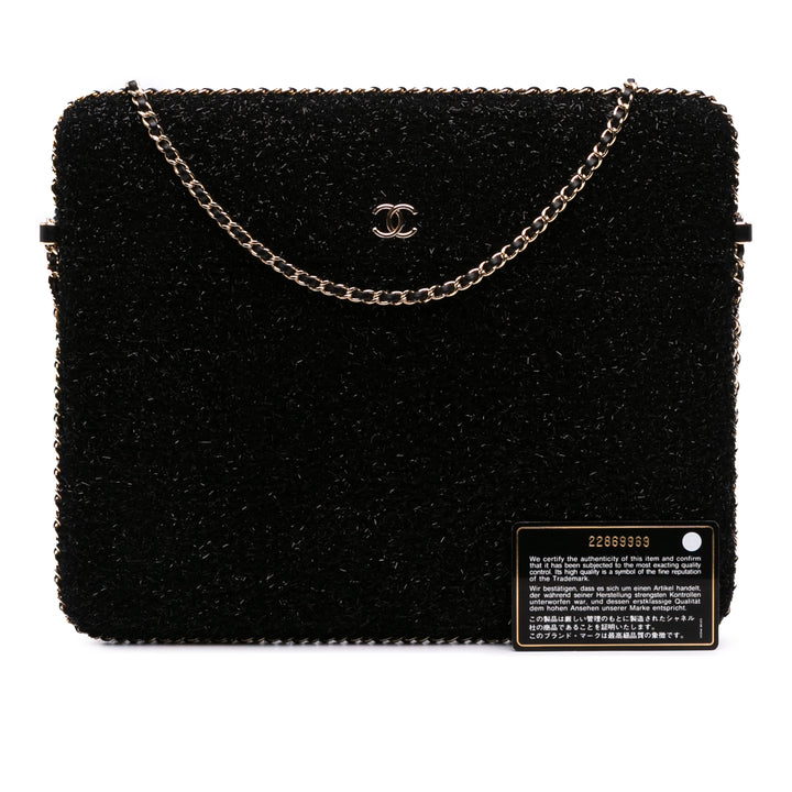 Tweed Chain Around Tablet Holder Black - Gaby Paris
