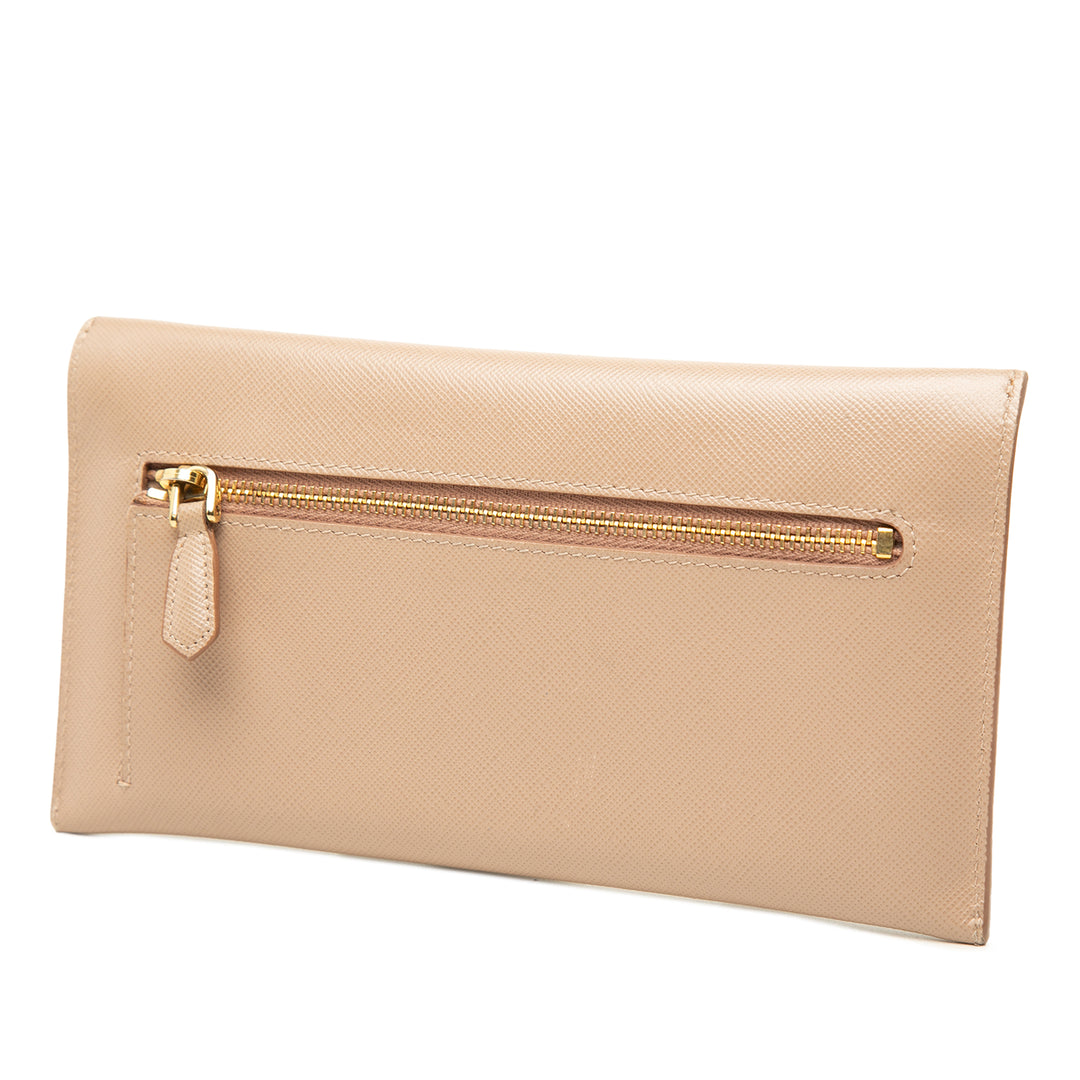 Prada Portefeuille Enveloppe Saffiano Beige – vue 2 – GABY PARIS