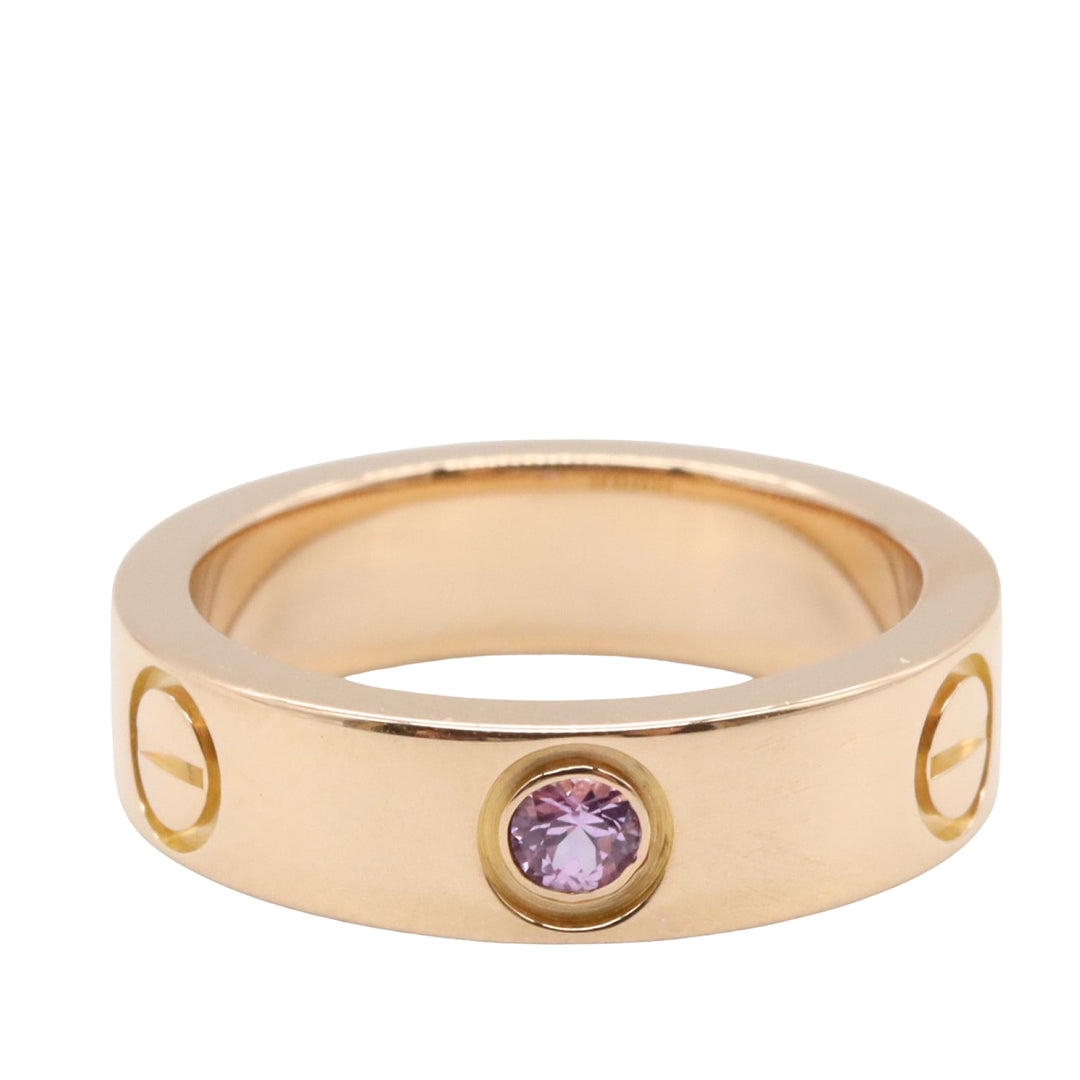18K Rose Gold and Pink Sapphire Classic Love Ring Pink - Gaby Paris