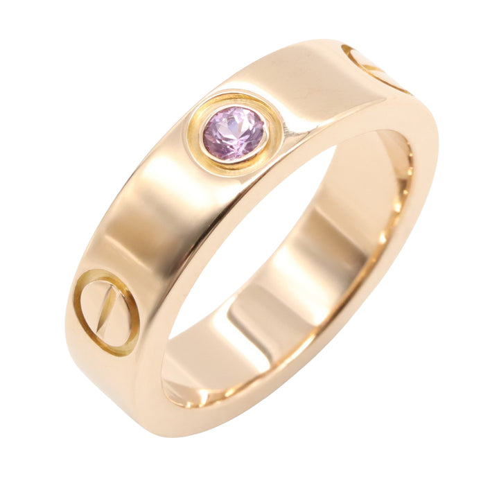18K Rose Gold and Pink Sapphire Classic Love Ring Pink - Gaby Paris