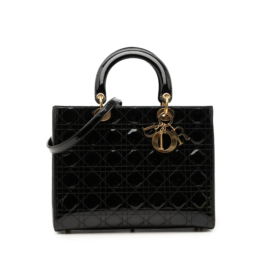 Dior Large Cuir verni Cannage Lady Dior