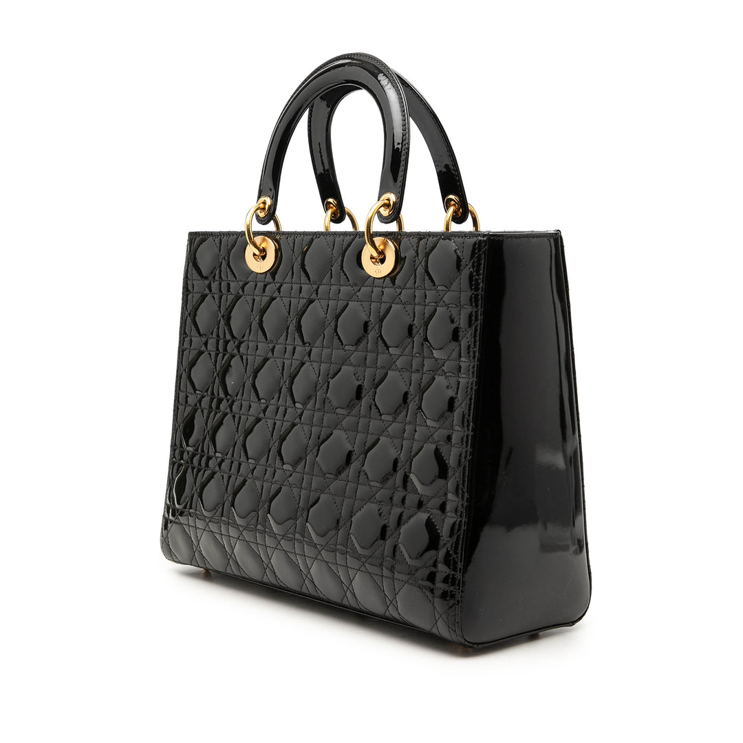 Dior Large Cuir verni Cannage Lady Dior