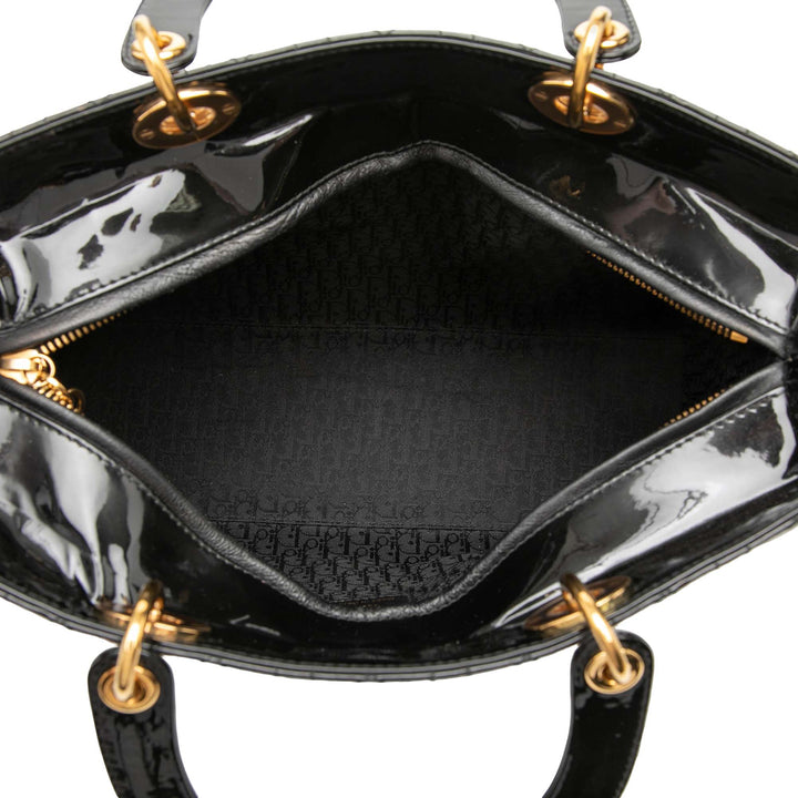 Dior Large Cuir verni Cannage Lady Dior