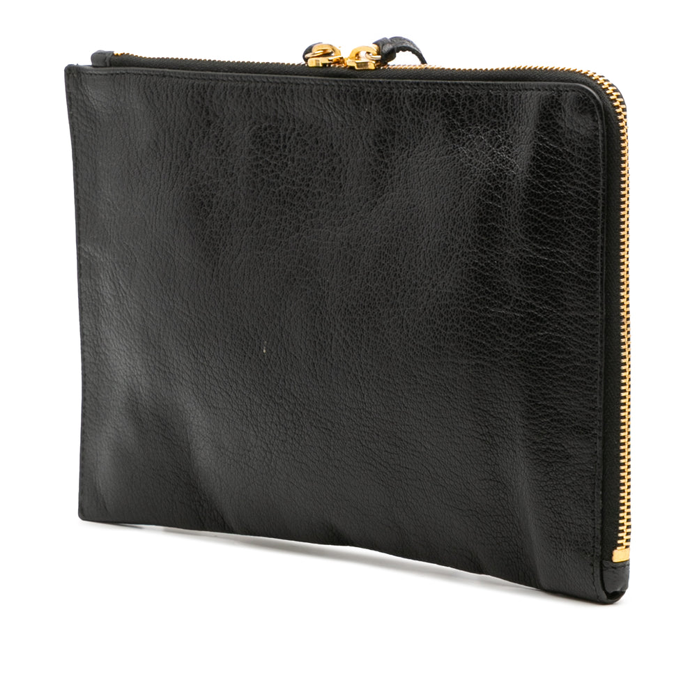 Chevre Motocross Metallic Edge Clutch Black - Gaby Paris