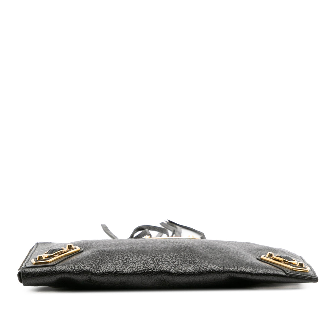 Chevre Motocross Metallic Edge Clutch Black - Gaby Paris