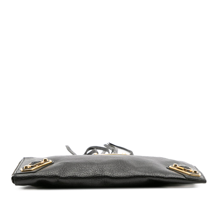 Chevre Motocross Metallic Edge Clutch Black - Gaby Paris