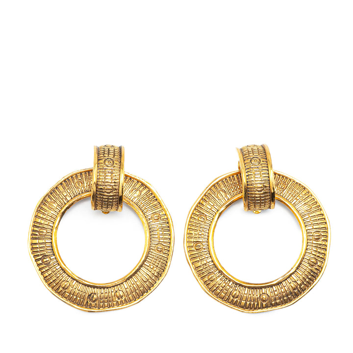 Gold Plated Round Drop Clip on Earrings Gold - Gaby Paris