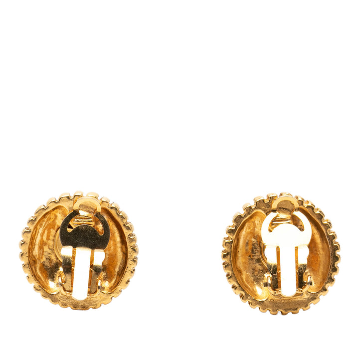 Chanel CC plaqué Rond Clip On Boucles d’oreilles